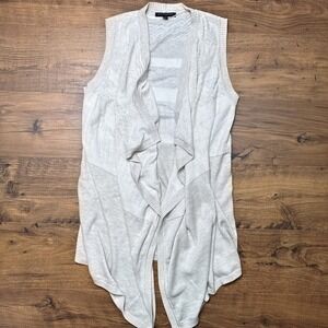 Banana Republic Womens XS/Small‎ Off White Sleeveless Knit Cargigan Waterfall